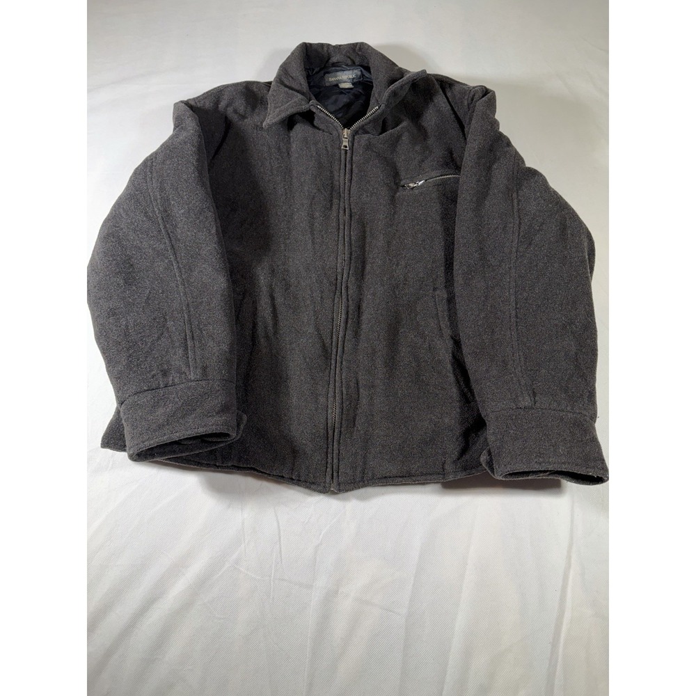 Banana Republic Mens Wool Blend Bomber Jacket Gray Full Zip Quilted Lined Large